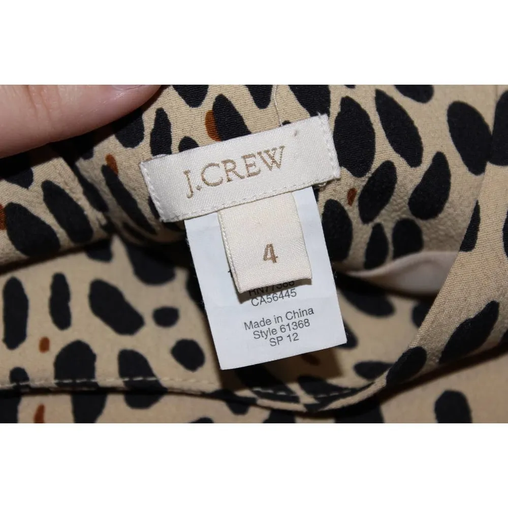 Women's J. Crew Jules 61368 Wildcat Tan Black Cheetah Long Sleeve Dress Size 4 - Image 3