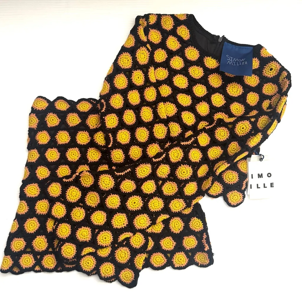SIMON MILLER Wizzy Crochet Set in Black, Camel, & Kiwi Size Small Yellow - Image 4