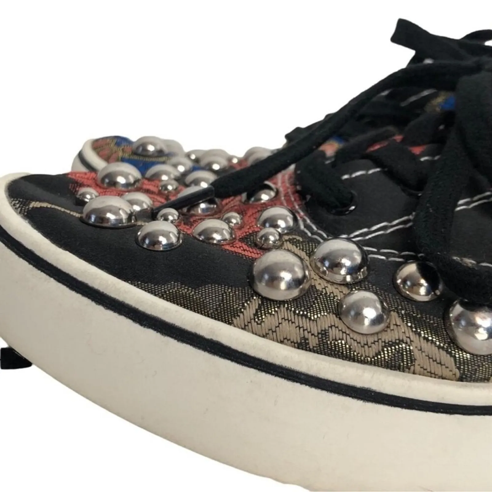 Zara Studded Jacquard Floral Sneakers EU 36 US 6 Statement Shoes - Image 10