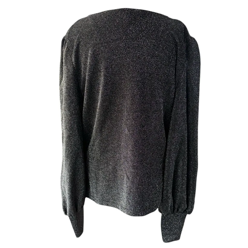 Boden Black & Silver Sparkle Twist Front Jersey Dressy Top US Size 16/18 - Image 6