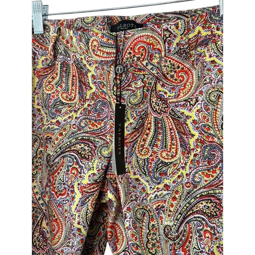 Talbots Signature Multicolor Paisley Signature Ankle Pants - Stretch Women's 4P - Image 3