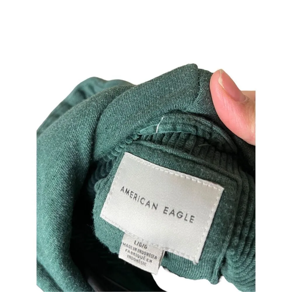 American Eagle Corduroy Button-Up Cropped‎ Shirt Jacket Shacket Green Size L - Image 6