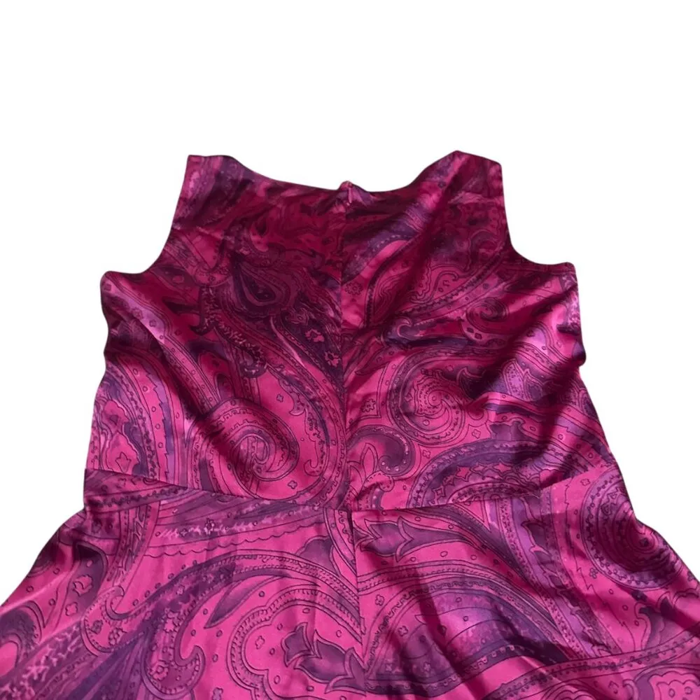 Lauren Ralph Lauren Pink Fuchsia Sleeveless Paisley Print Dress A-Line Size 8 - Image 4
