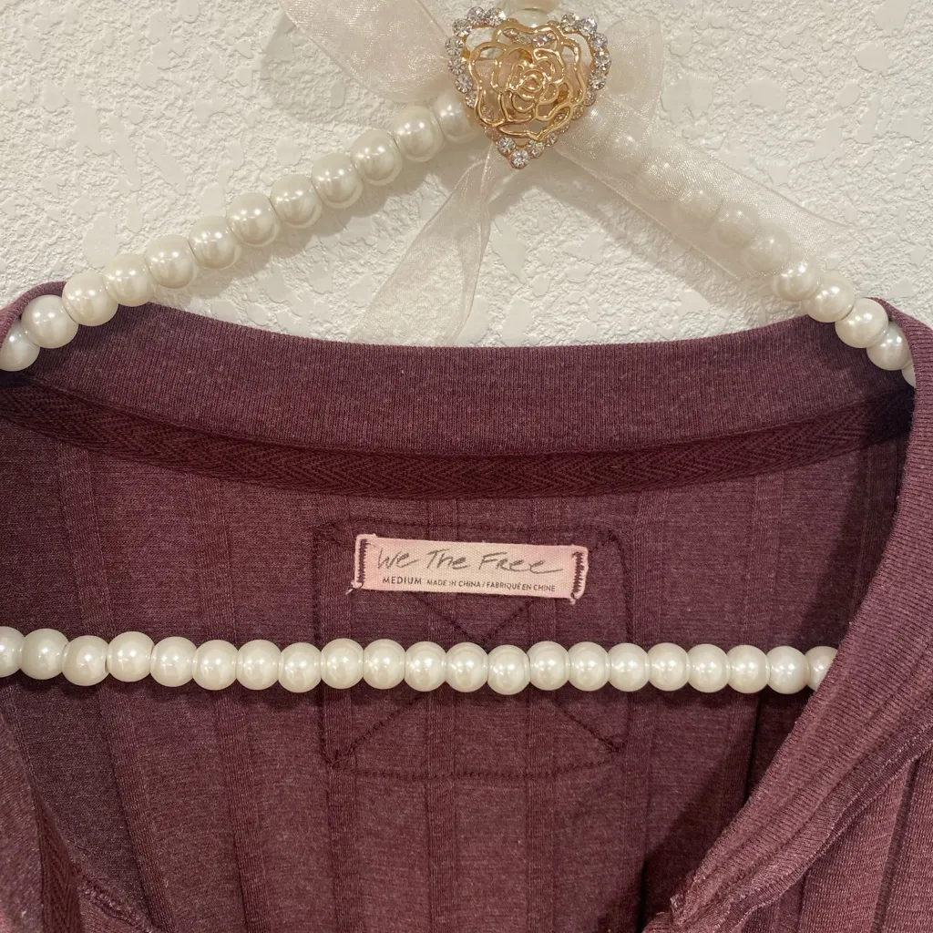 Free people We the free Henley ribbed long sleeve shirt burgundy size M - Image 6