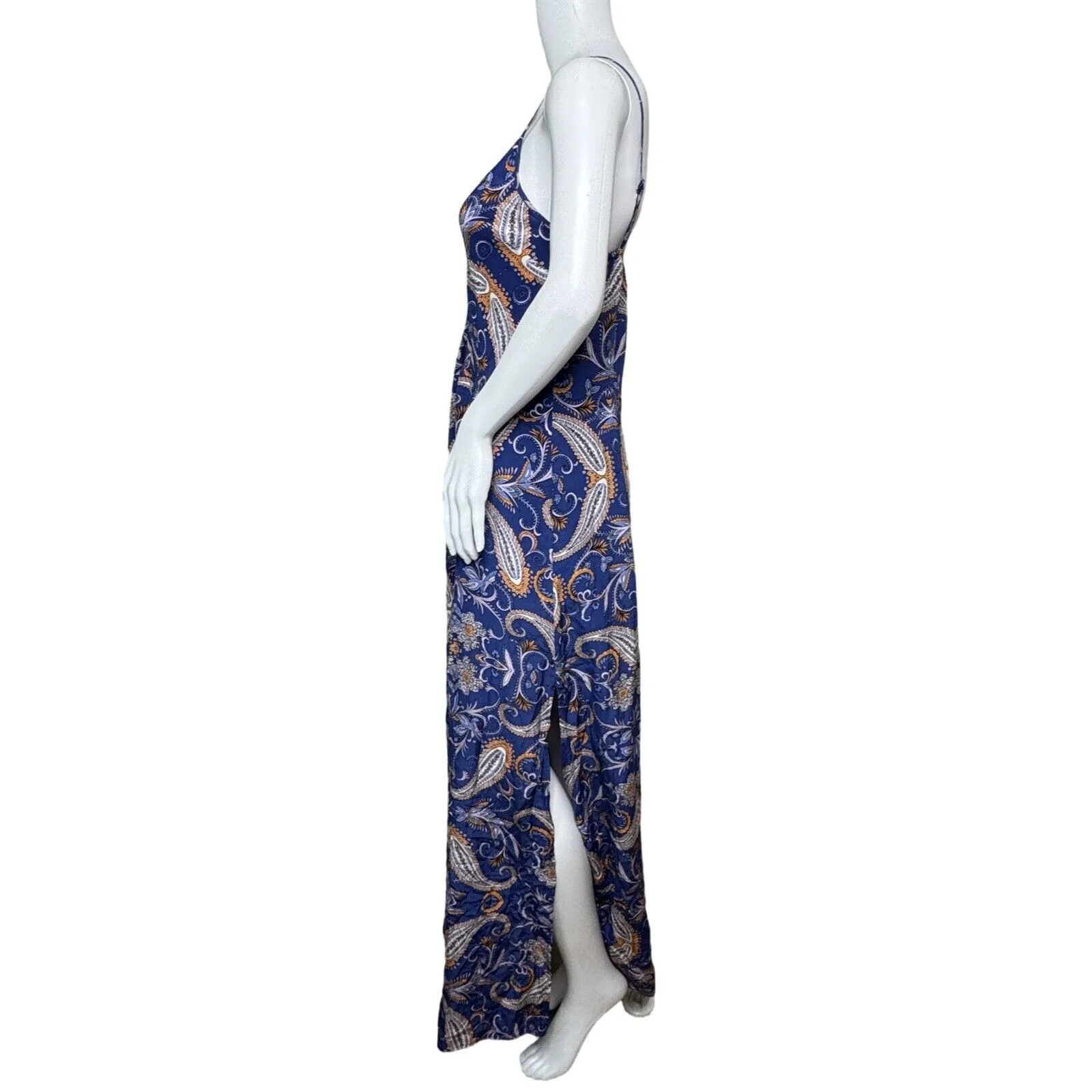Yumi Kim Dress Womens Medium Blue Multicolor Paisley Maxi Dress‎ Silk Colorful - Image 3