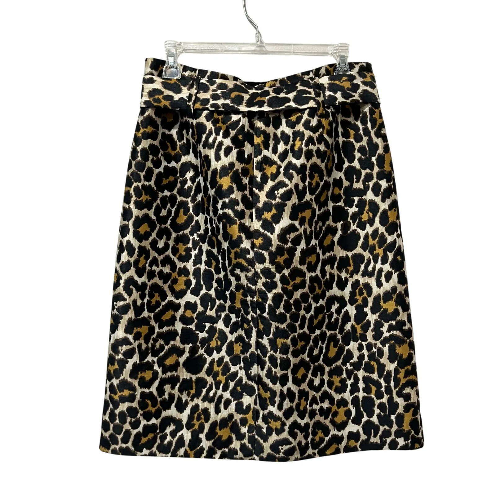 J.Crew Leopard Print Belted Pencil Skirt Size 6 Animal Print Office Chic - Image 3