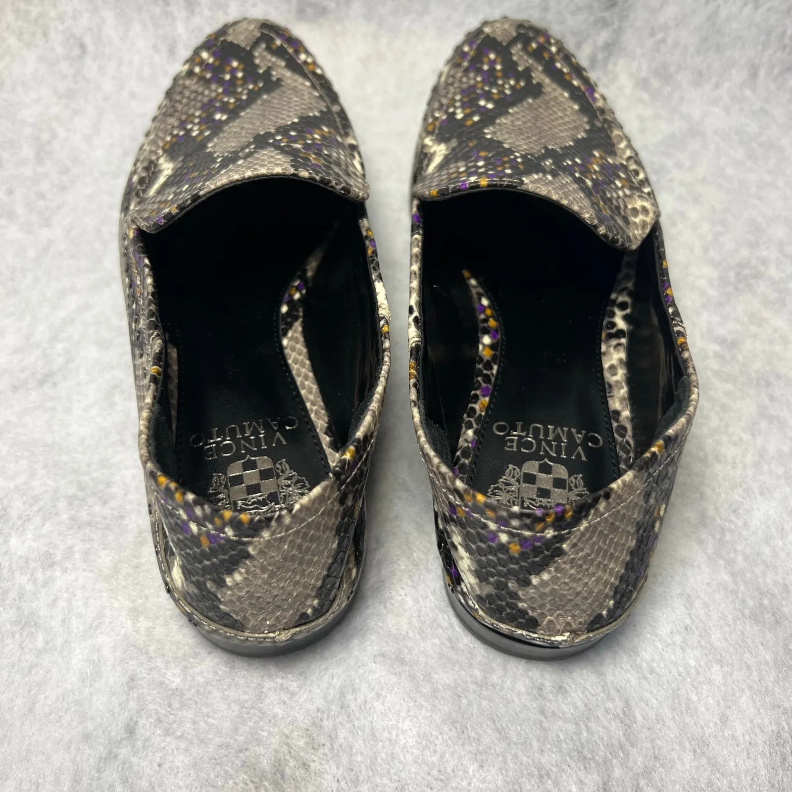 Vince Camuto Jendeya Convertible Loafer Mulberry Snake Print Leather Sz 8 EUC - Image 9
