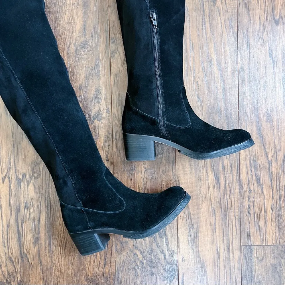 Vince Camuto • Shianne Over The Knee Boots black suede leather OTK tall heeled - Image 2