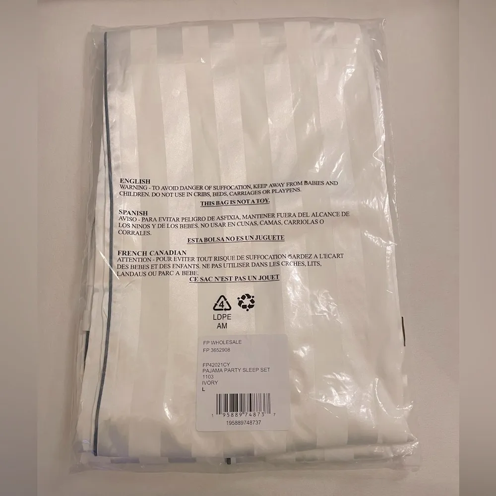 NWT Free People Pajama Party Sleep Pant Set Size Large Ivory Color - Image 6