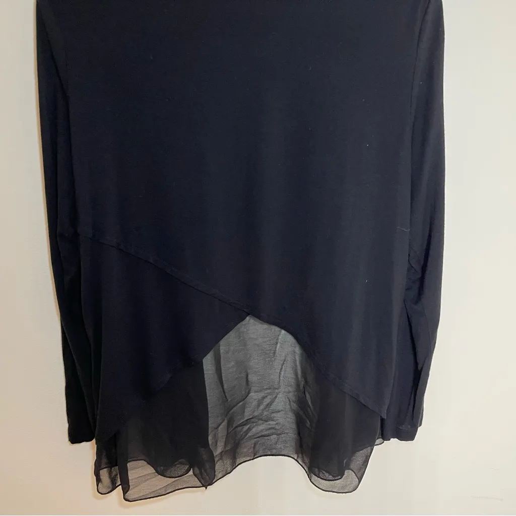 a.n.a. | Black Sheer Panel Long Sleeve Cardigan | Large - Image 5