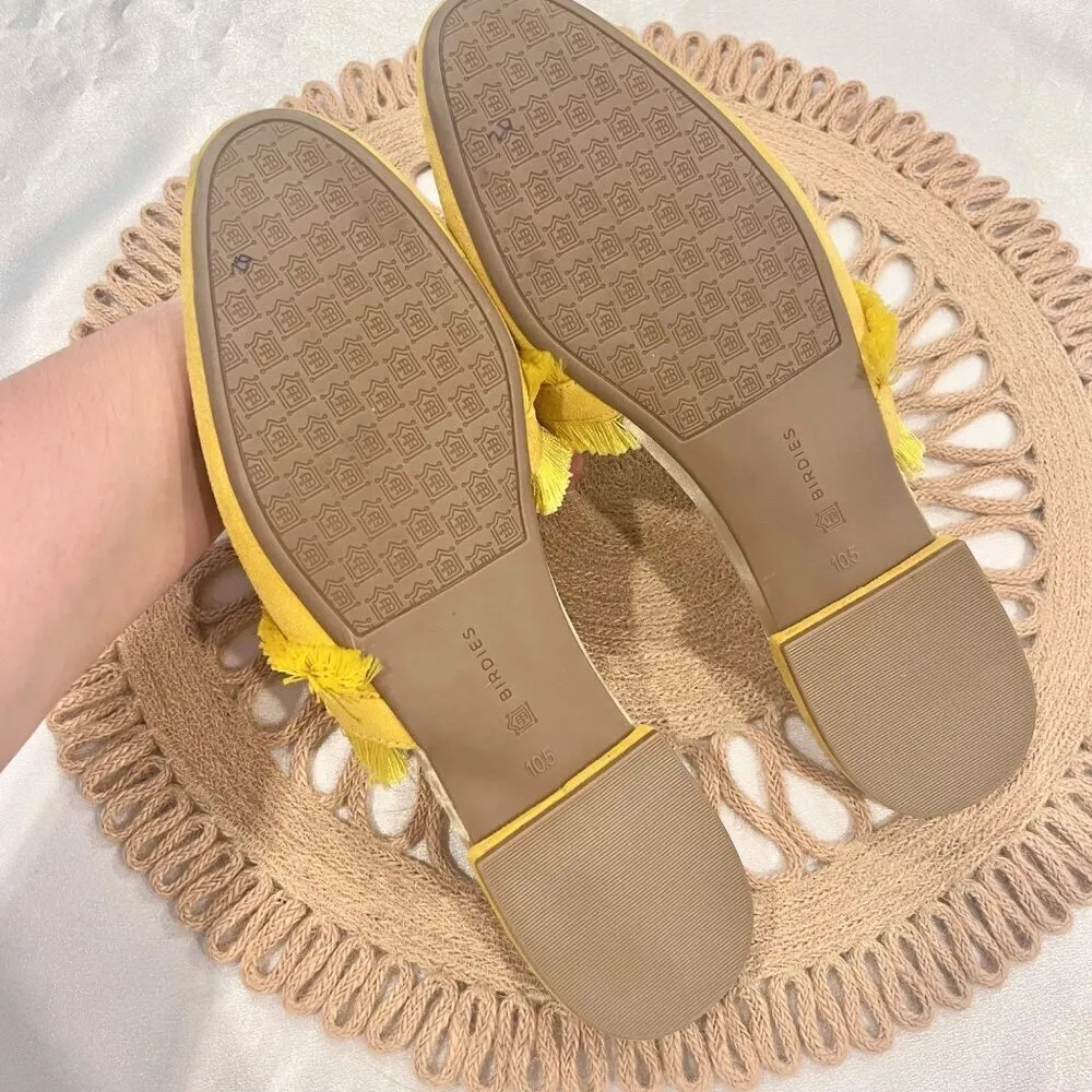 Birdies The Ani Marigold Yellow Fringe Suede Mule Slides Size 10.5 - Image 6