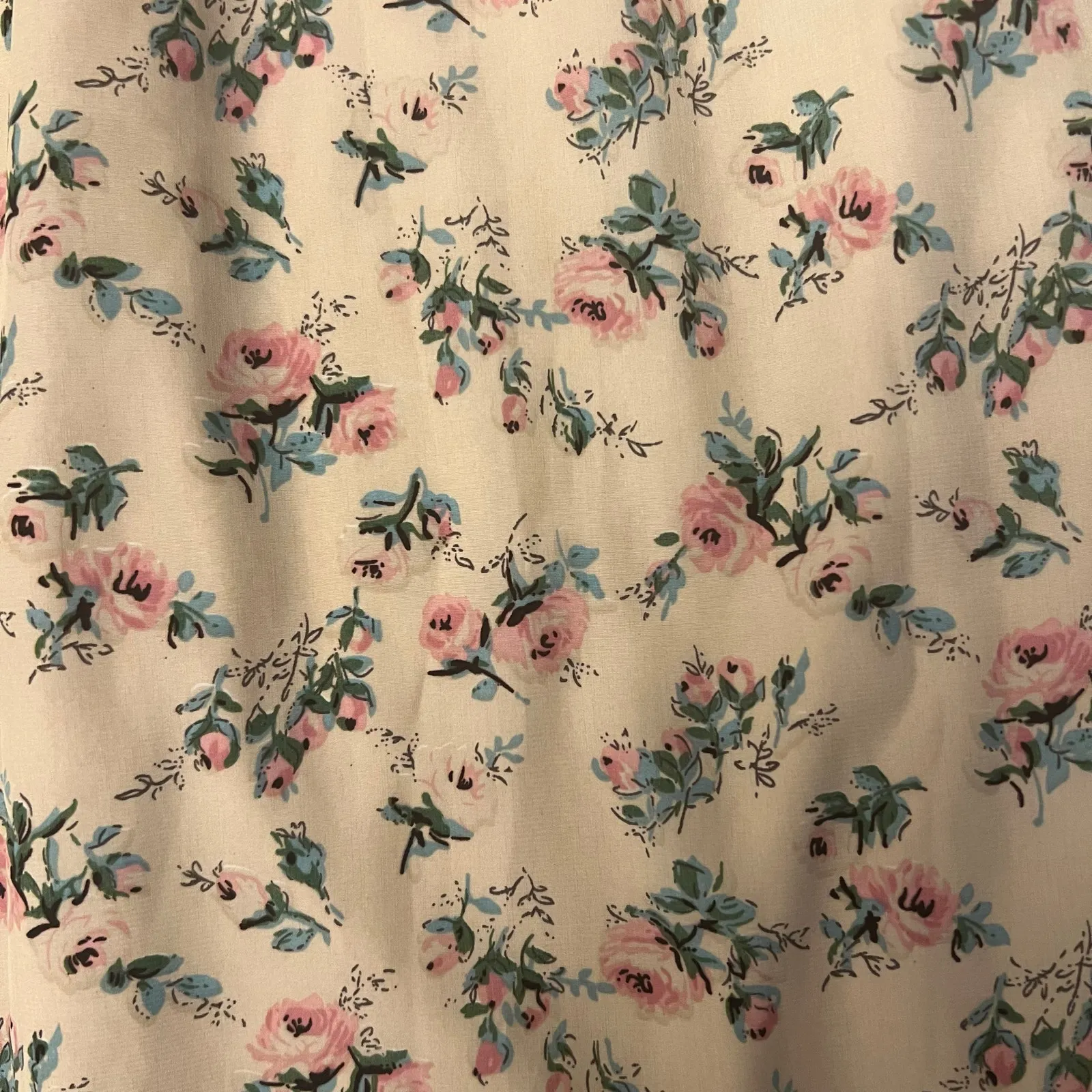 NWT Maurices Lightweight Mesh Back Ruffle Dress Medium Floral Ivory Pink - Image 9