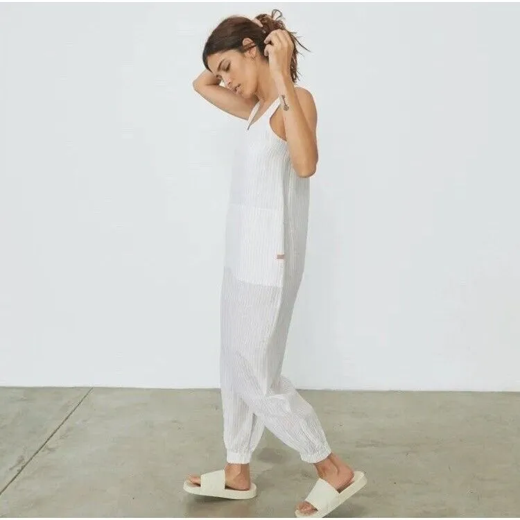 NEW Lunya Resort Linen Silk Romper Jumpsuit Playsuit One‎ Piece Sz M $258 White Size M - Image 4