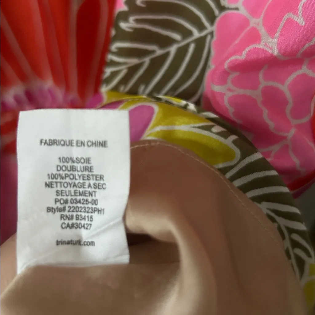 Trina Turk M Dress Silk Mahalo Tiered Hem Floral sz M - Image 7