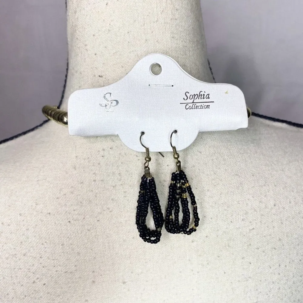 NEW Sophia Collection Large Beaded Statement Necklace and Earrings 28” - Image 4