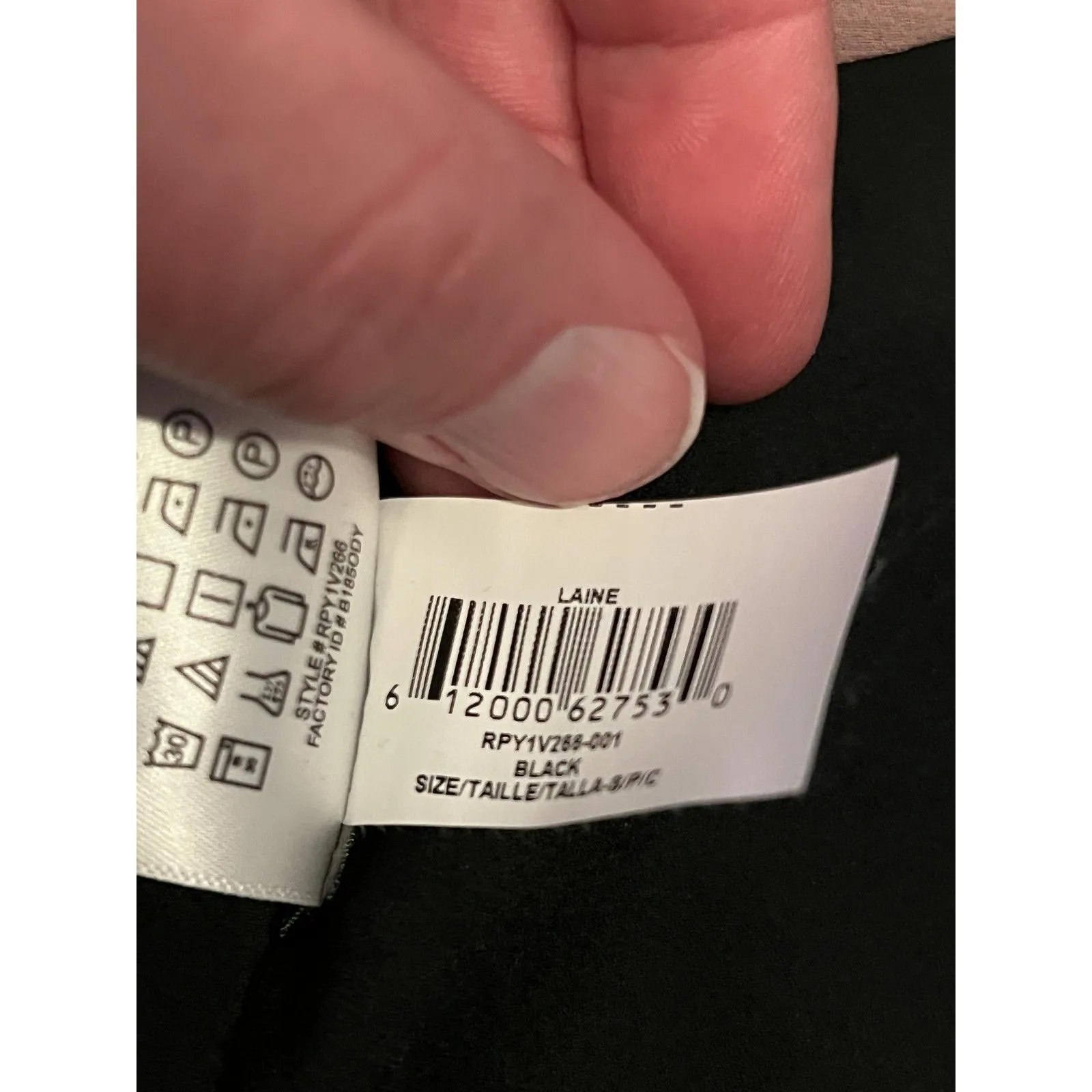 BCBGMAXAZRIA Shirt Womens Small Black Laine Faux Leather Lace Peplum Top - Image 7