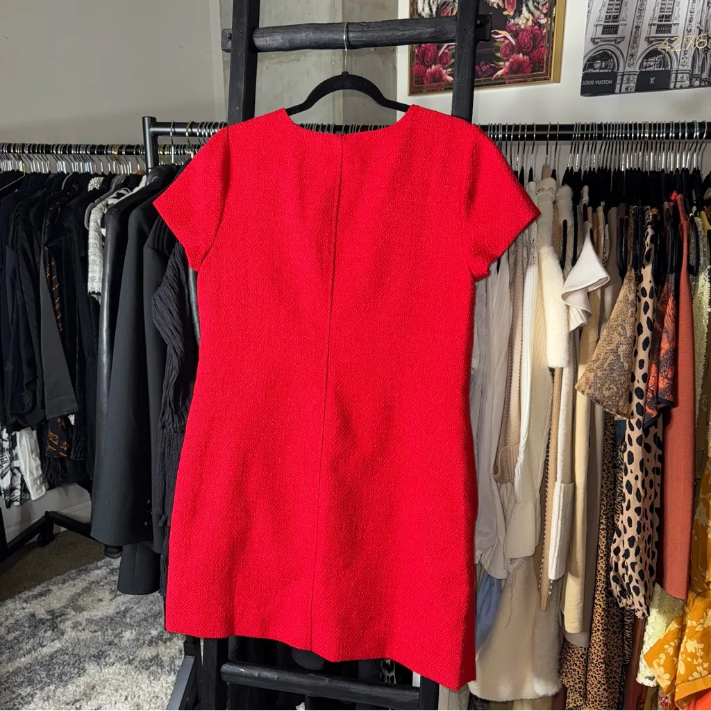 J.Crew Factory Tweed Dress with Jewel Buttons in Classic Cardinal New $128 Red Size 10 - Image 11