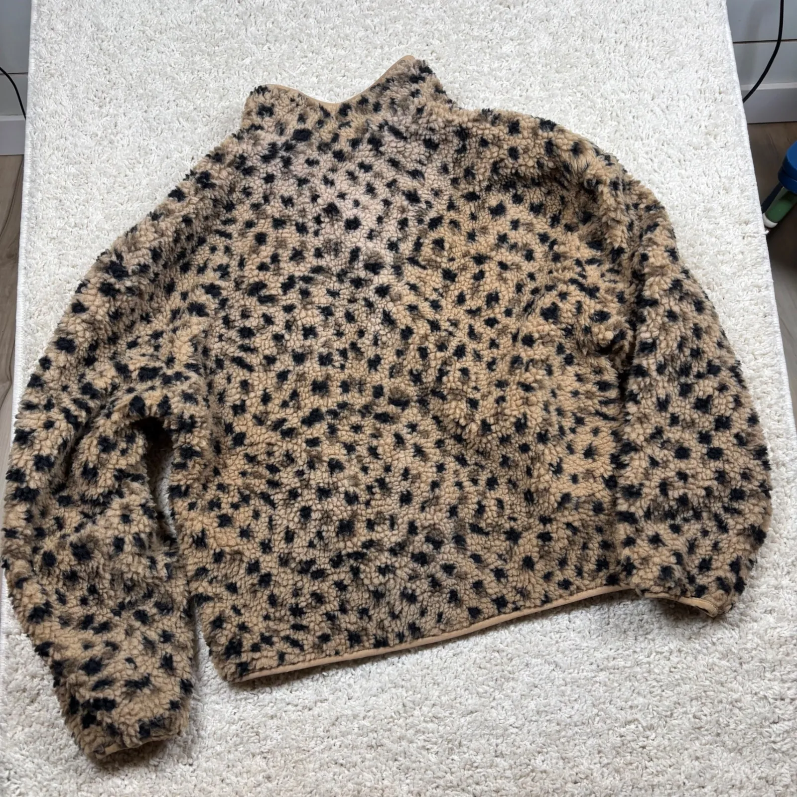 Fabletics Tahoe Teddy Jacket Leopard Print Fleece Snap Front Women's Size Large - Image 12