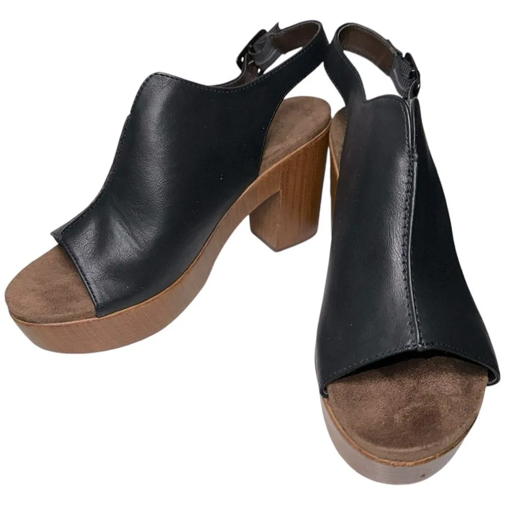 White Mountain Footbeds Women’s Size 9.5 Black Brown Alfie Platform Sandals - Image 2