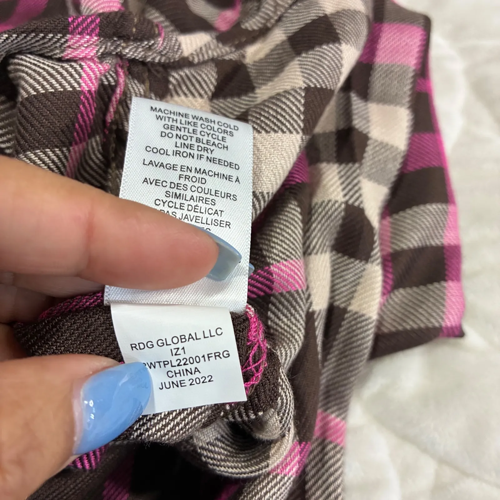 NWT Casa Cabana Flannel Shirt Womens L Plaid Brown Pink‎ Long Sleeve Casual Top Size L - Image 7