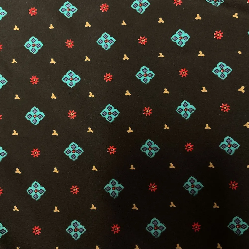 Vintage Pizamit Bohemian Floral Paisley Square Silk Scarf Black Multi Pattern - Image 8