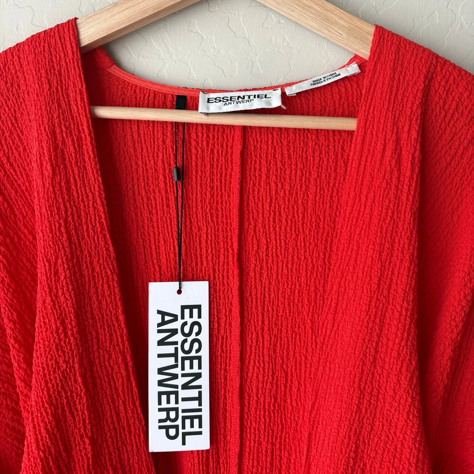 NWT Essentiel Antwerp Jumpsuit Tie Front Red Wide Textyred Flowy Jumpsuit Size 2 - Image 5