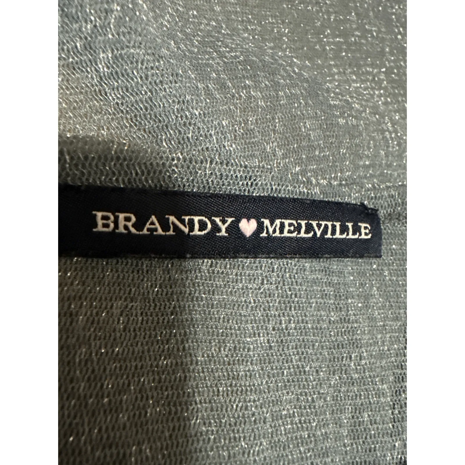 Brandy Melville Gray Metallic Glitter Short Sleeve Mesh Sheer Crop Shirt Top S - Image 3