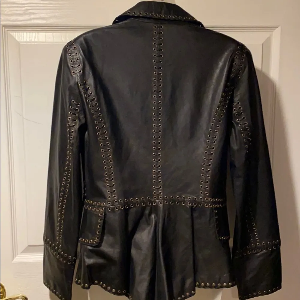 Black Leather Blazer Zelda Whipstitched NWT 6 - Image 5