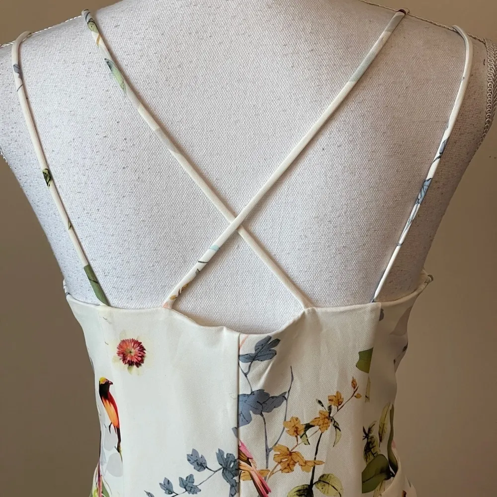 OASIS | Cream Floral Strappy Midi Dress Sz 12 - Image 6