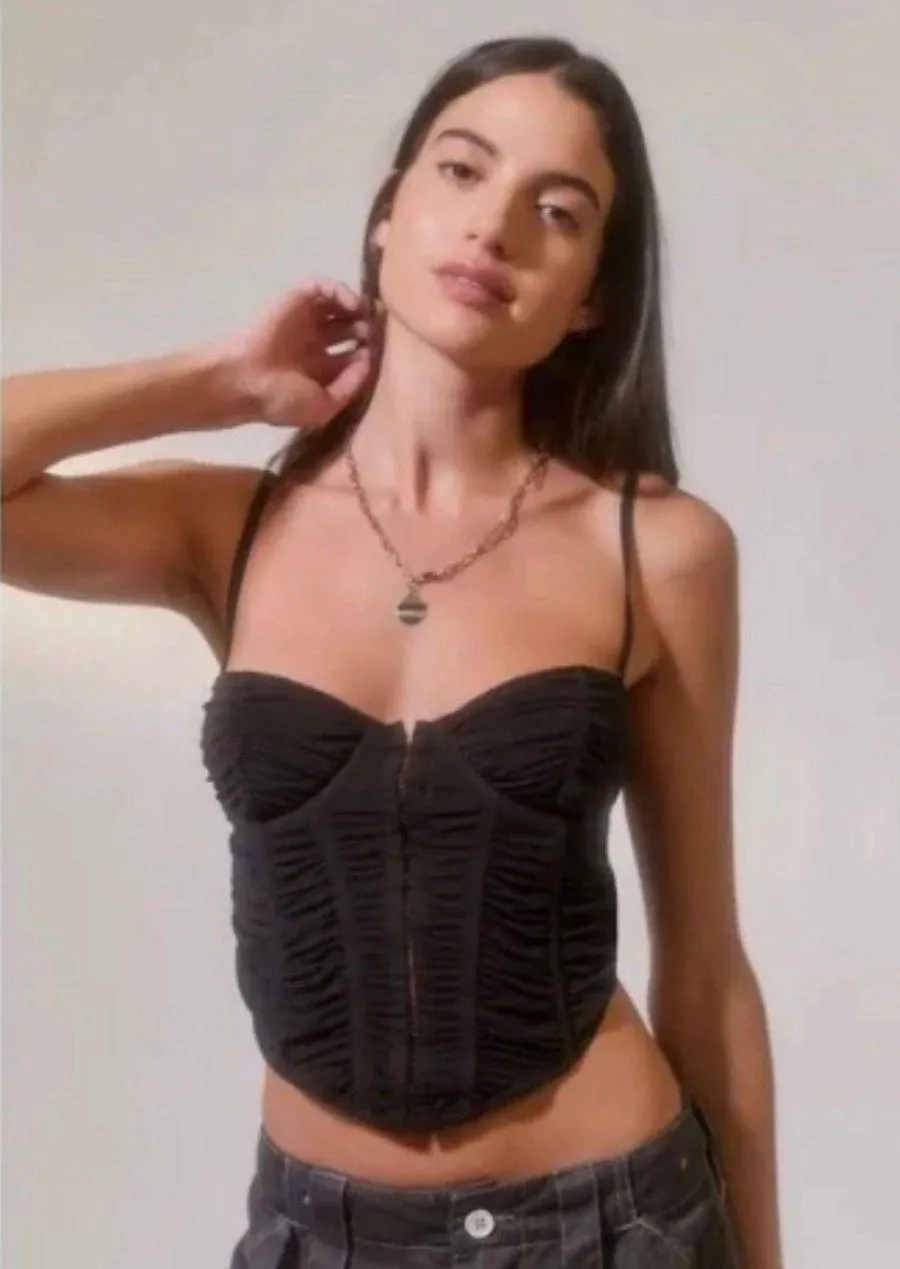 Black Out From Under Marie Ruched Modern Love Corset Crop Top - Image 2