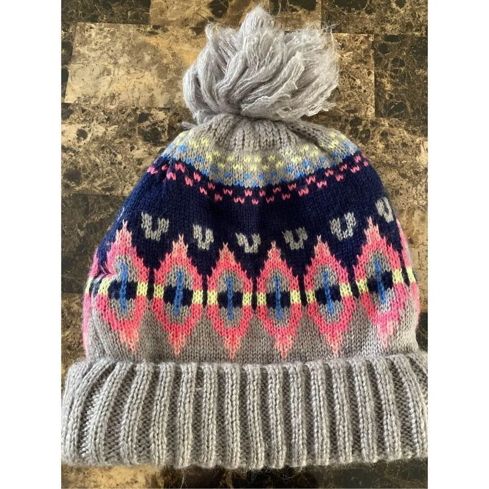 SO Winter Hat Pompom Polyester Knit Crochet Pom Faux Fur Cap Furry Fuzzy - Image 2