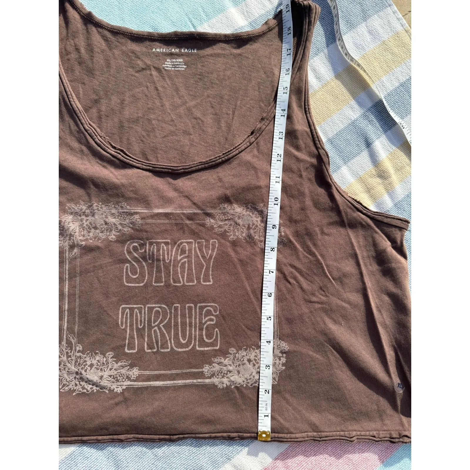 NWT American Eagle “Stay True” Cropped Tank Top - Soft Knit Muscle Tee - Size XL - Image 6