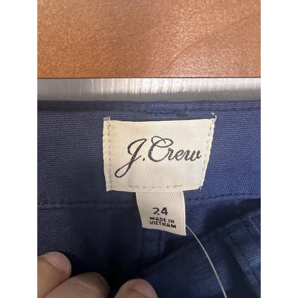 J. Crew Slim Wide Leg Pant Washed Canvas Size 24 Blue Career Business Casual NWT - Image 3