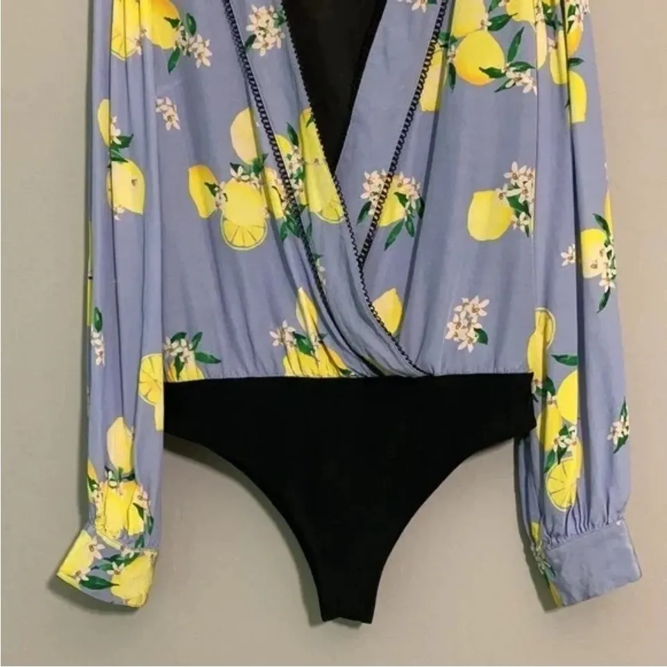 Lovers + Friends Lemon Print Darla Bodysuit Size Small - Image 3