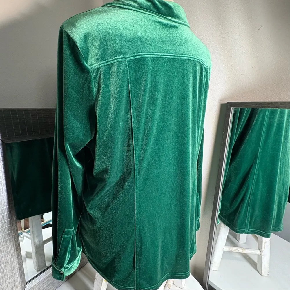 Belle by Kim gravel crushed velvet big shirt size 2X woman’s Green - Image 9