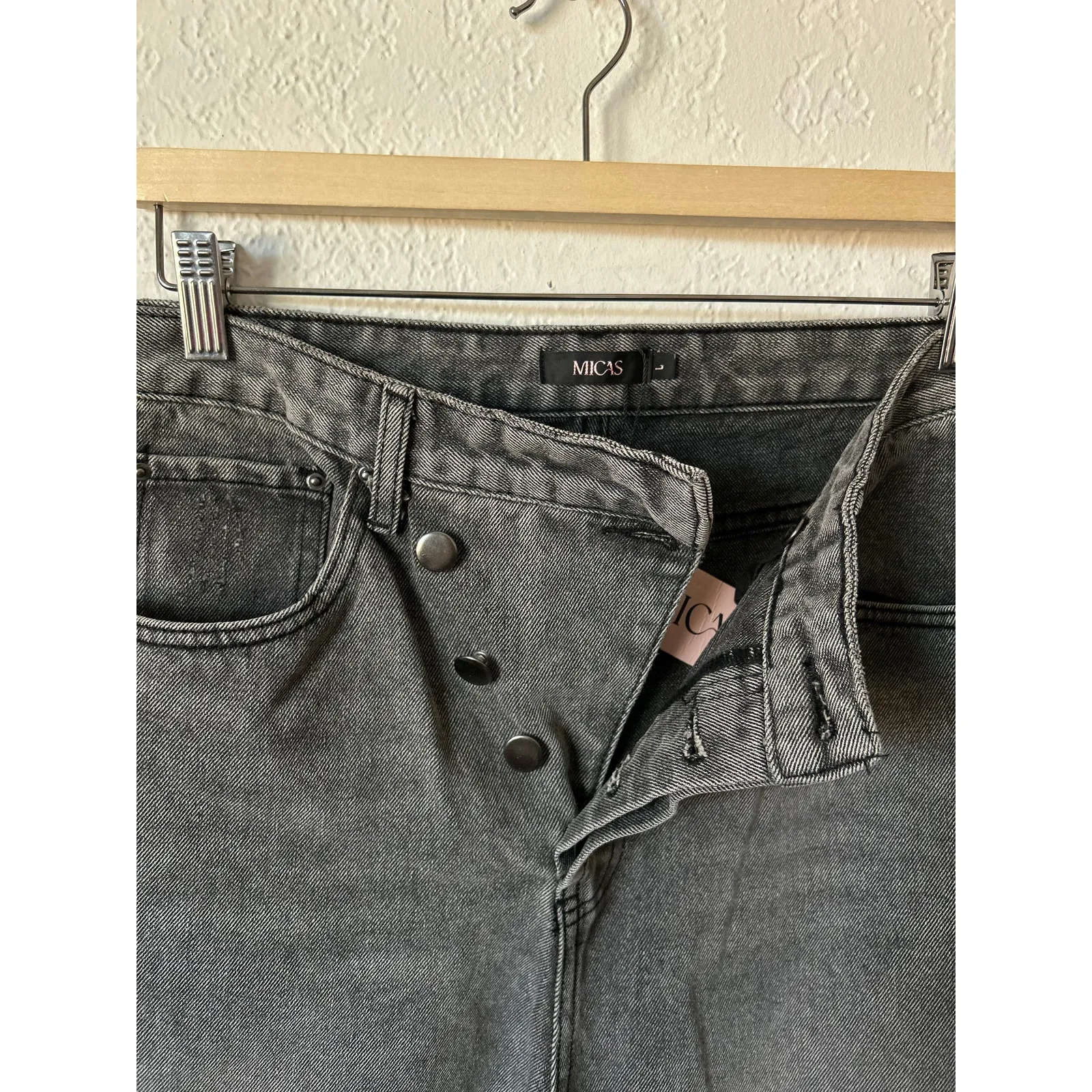 Micas Asymmetric Waist Straight Leg Denim Jeans L NWT - Image 4