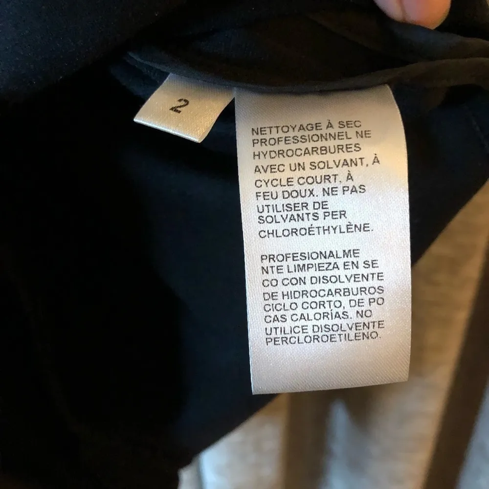 Doncaster Collection Black Collared Faux Wrap Dress with Leather Trim Size 2 - Image 5