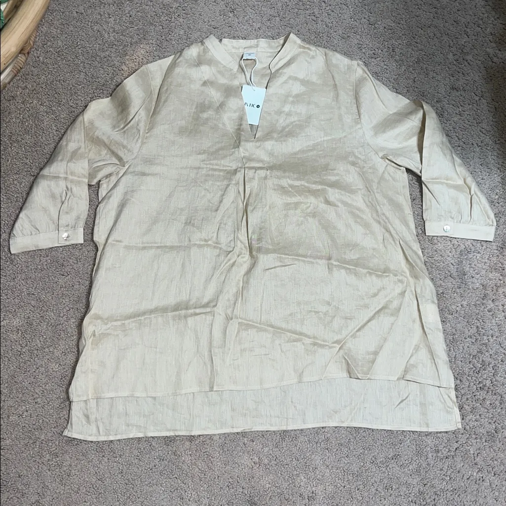 Lintico Joanna 100% Linen Dress Shirt Tunic V - Image 4