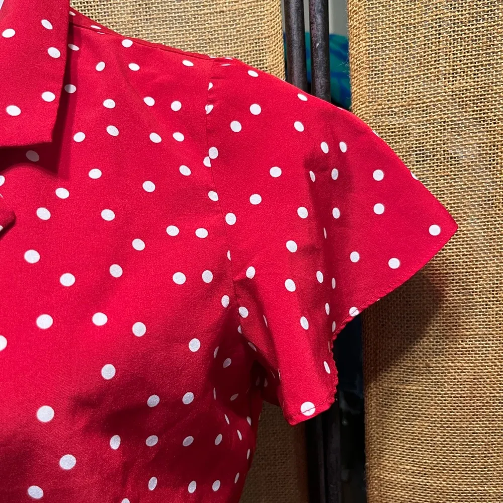 Sugarlips Red Mini Flutter Sleeve Wrap Dress Romper - Image 3