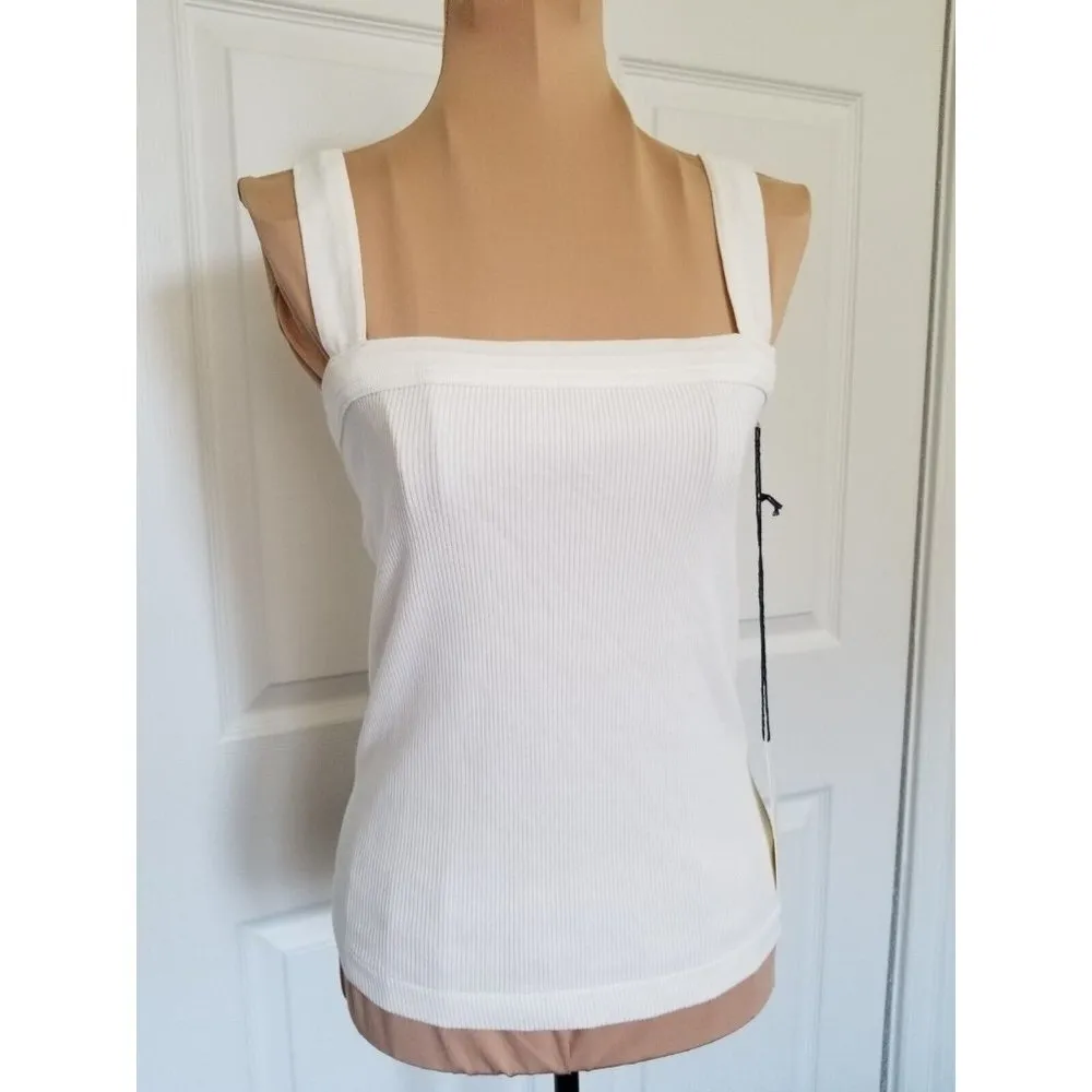 Citizens of Humanity Women's Florienne Ribbed Tank Top Cassia/Cream Size M - Image 3