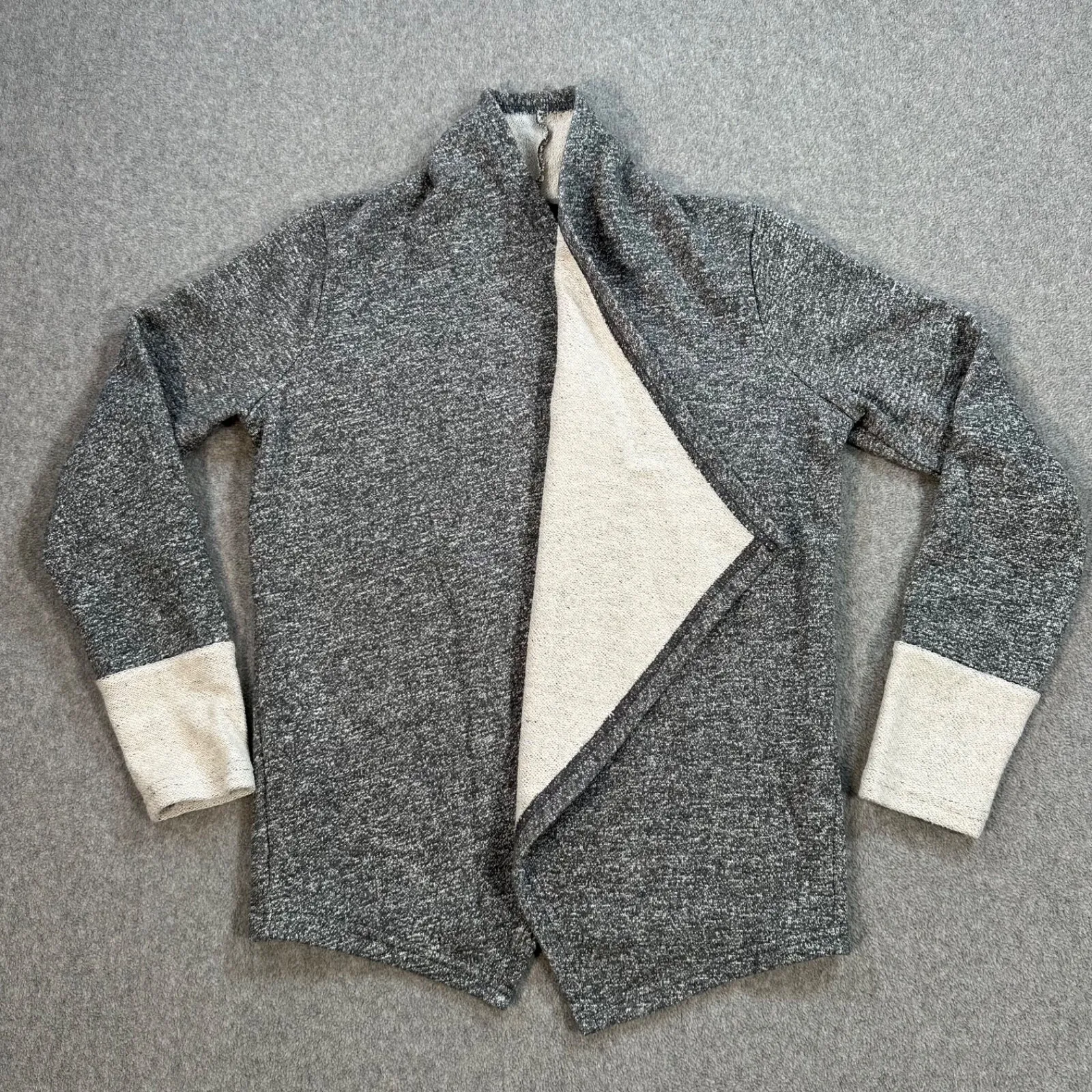 Lyn by Cyrus Open Front Terry Cardigan Women's Small Gray Drape Comfort Lounge - Image 1