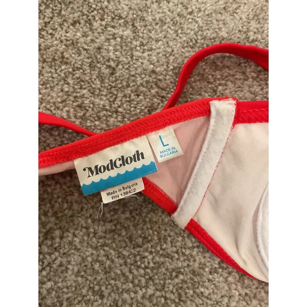 ModCloth Retro PinUp Pushup Red Bikini Top, L - Image 7