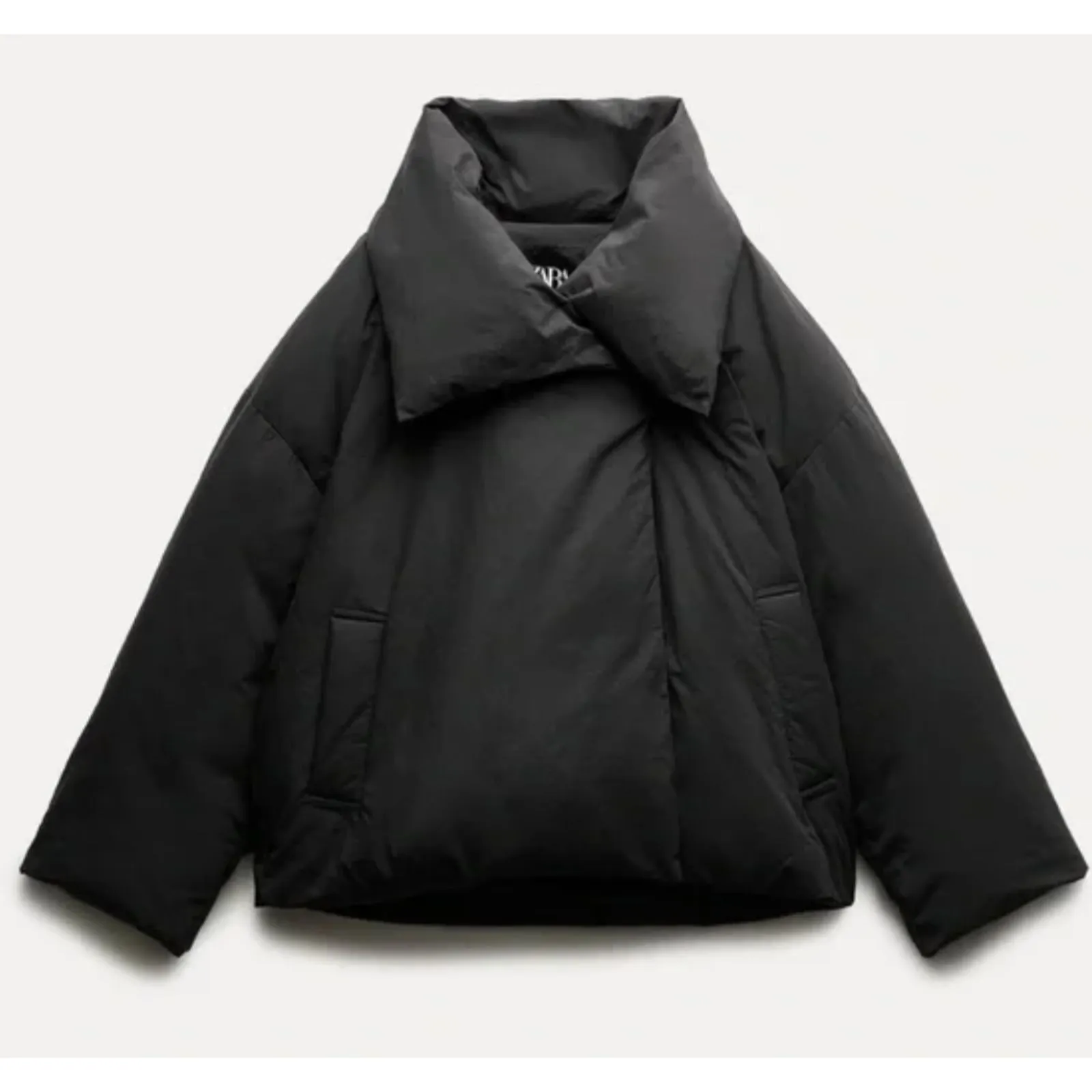 Zara Quilted Puffer Coat ZW CollectionSize M Black Size M - Image 2