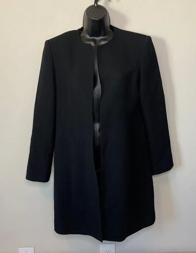 Talbots Black Longline Wool Open Front Blazer Jacket Size 8 Petite - Image 5