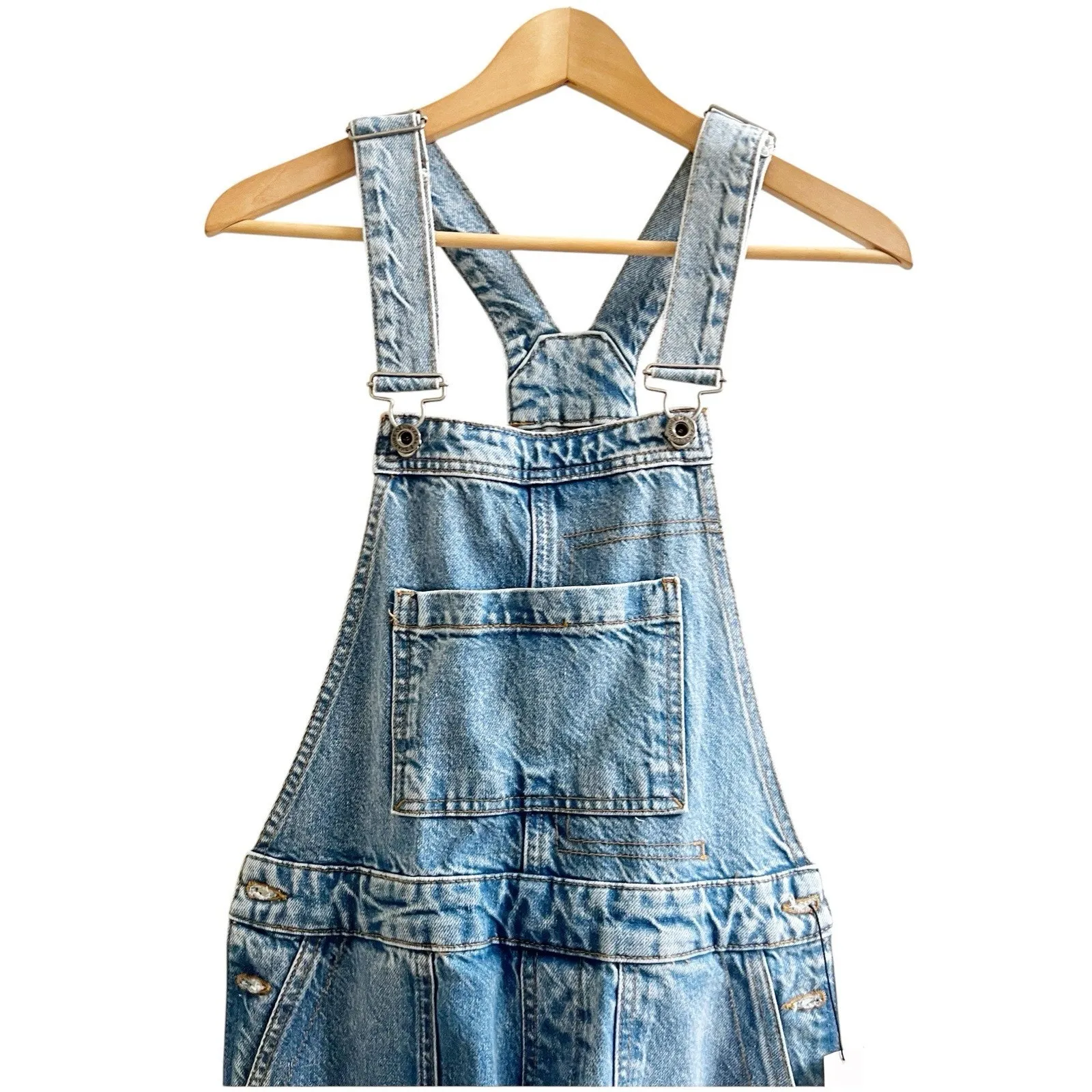 Zara Blogger Fave Denim Overalls Dungarees NWT Blue Size XS Farmer Cottage - Image 6