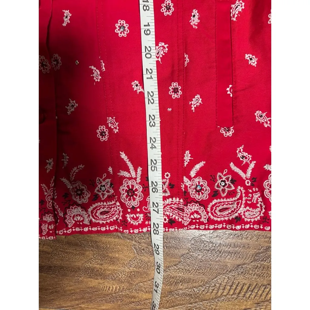 Vintage Quacker Factory Red Bandanna Paisley Sequin Embellished Jacket - Size 1X - Image 6