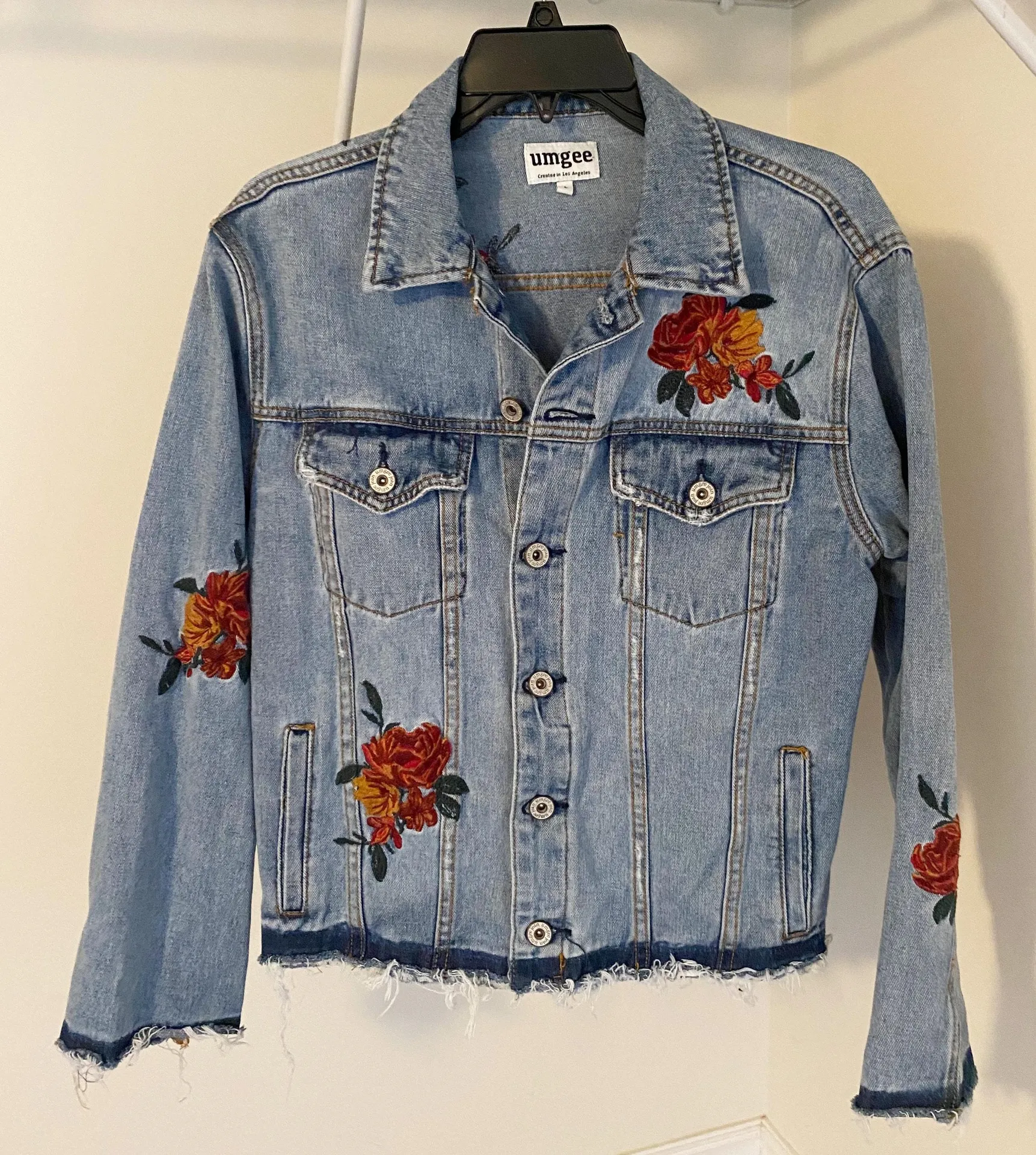 Umgee Jean Jacket Embroidered Flower - Image 5