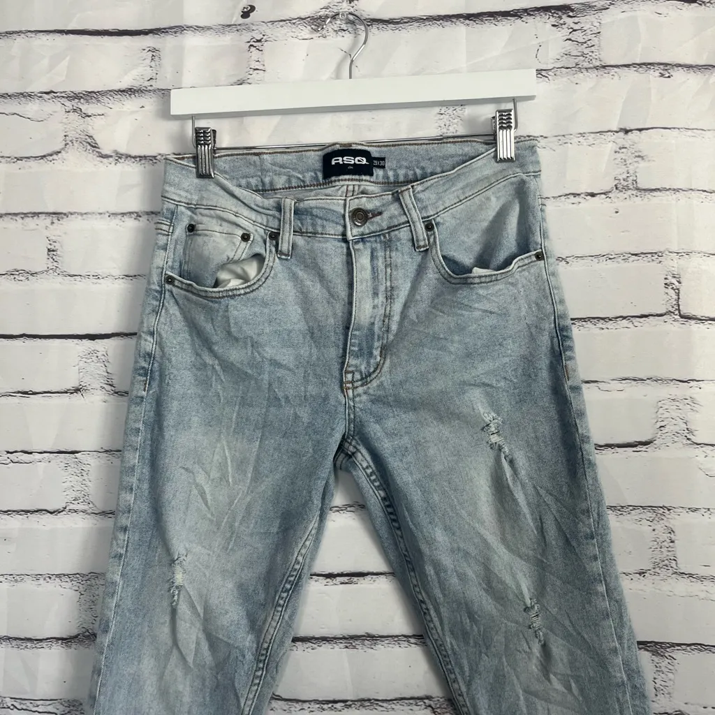RSQ Women’s Slim Fit Light Wash Distressed Jeans 29x30 High Rise Vintage 90s - Image 5