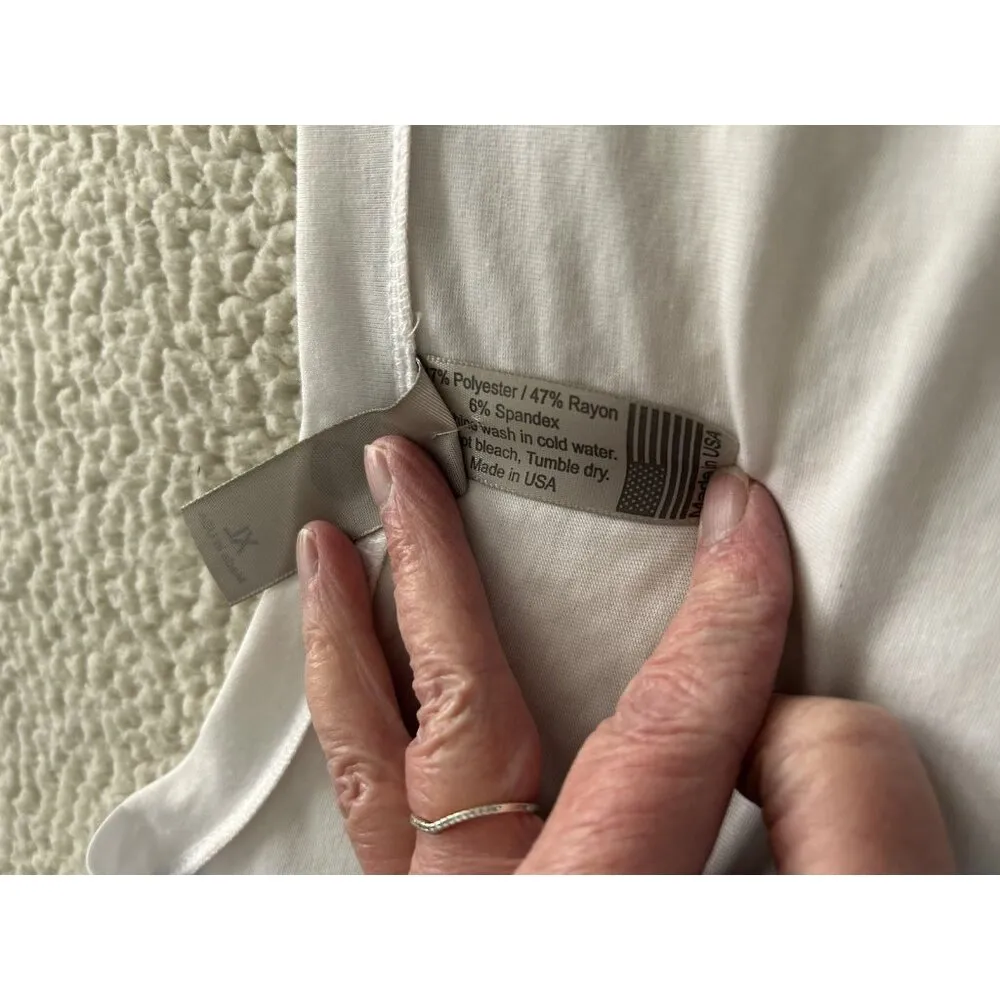 Go Couture Womens V-Neck Short Sleeve Dip Dyed Tee Shirt Blue Green White Sz XL - Image 4