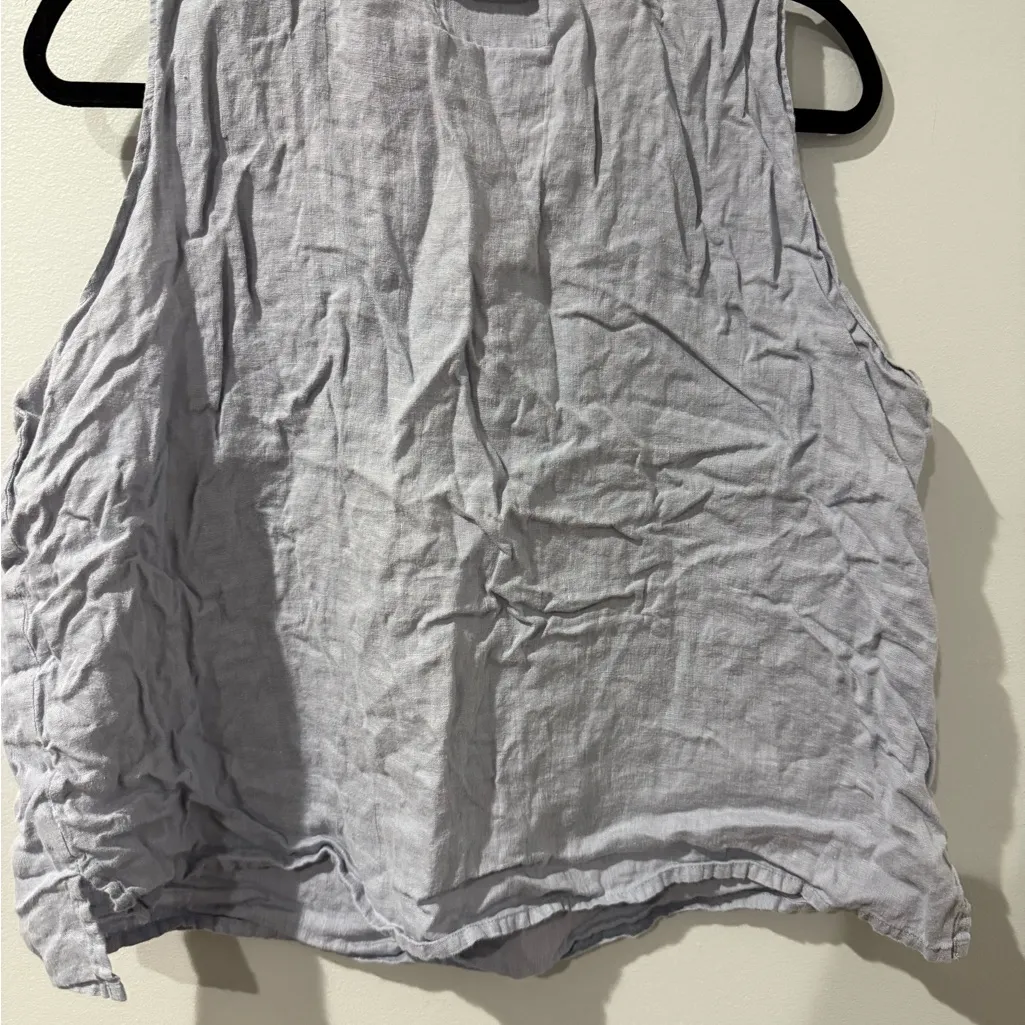 FLAX Light Blue linen‎ tank top size L Lagenlook Beach Boxy Lightweight F - Image 4